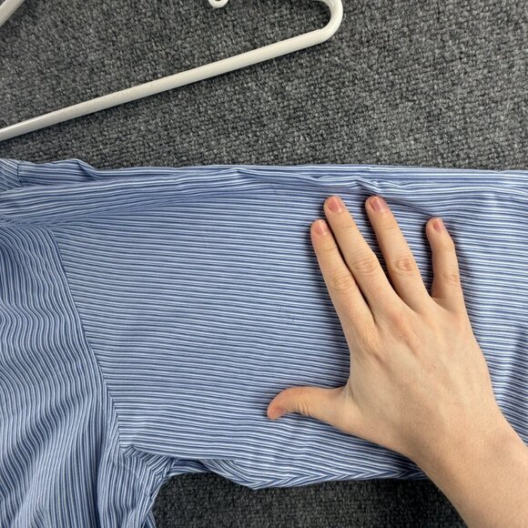 Brooks Brothers 17 36 Striped Regular Non-Iron Shirt Mens Button Up Blue Pocket - Picture 15 of 16